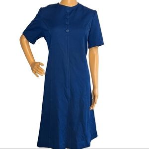 Vintage 60s 70s Dark Blue Handmade knee length dress